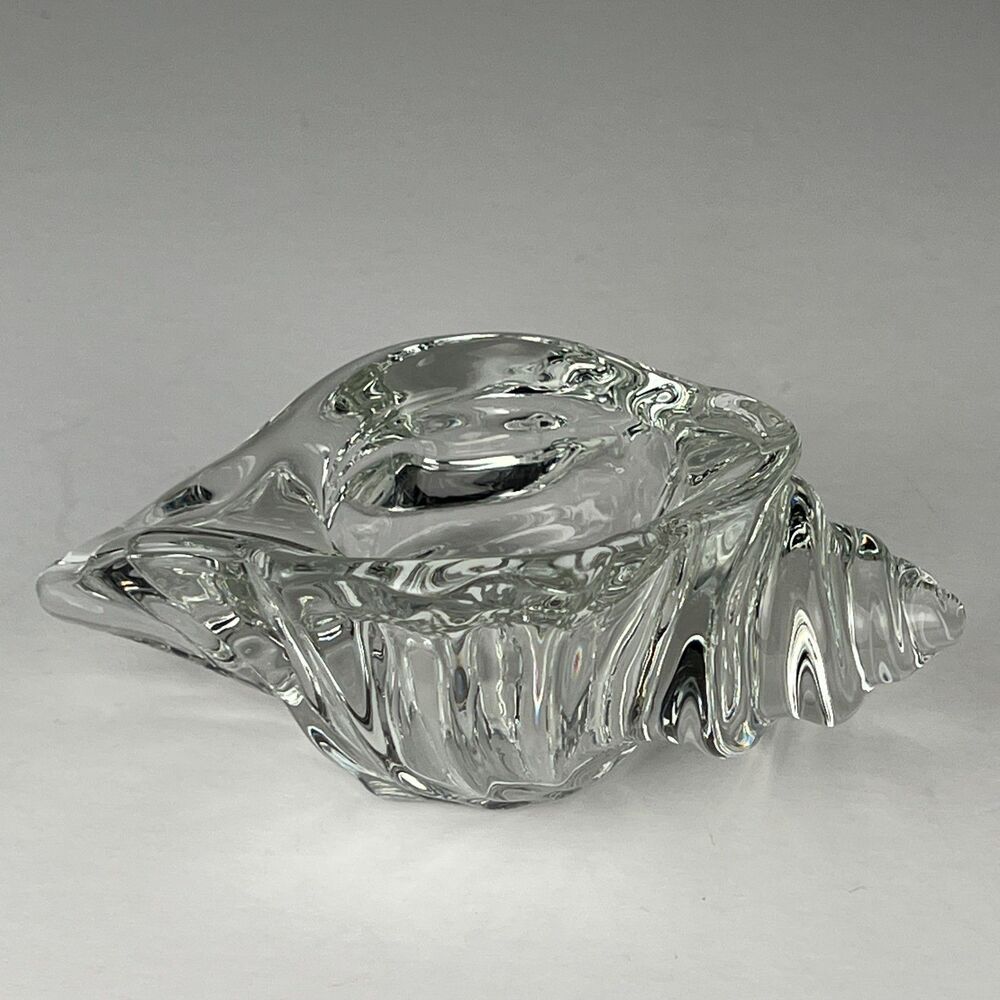 Vintage AVON Clear Glass Seashell Candle Holder Coastal Decor Trinket Ring Dish - Picture 3 of 9